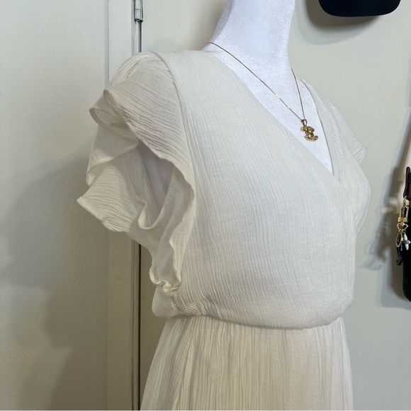 LUSH midi ruffle off white dress size S - Picture 14 of 14